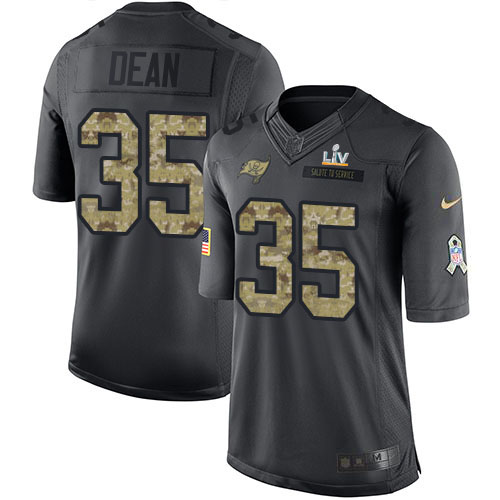 Tampa Bay Buccaneers #35 Jamel Dean Black Men's Super Bowl LV Bound Stitched Limited 2016 Salute to Service Jersey Men's