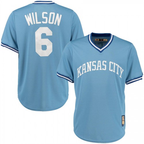 Kansas City Kansas City Royals #6 Willie Wilson Majestic Cool Base Cooperstown Collection Player Jersey Blue Men's
