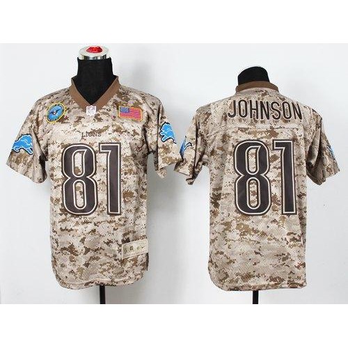 Detroit Lions #81 Calvin Johnson Camo Men's Stitched New Elite USMC Jersey Men's