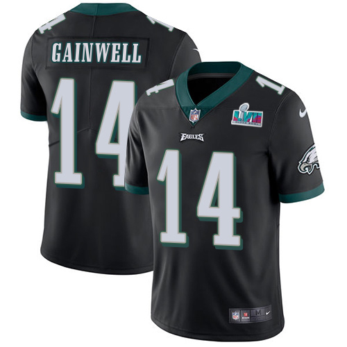 Eagles #14 Kenneth Gainwell Black Alternate Super Bowl LVII Patch Men's Stitched Vapor Untouchable Limited Jersey