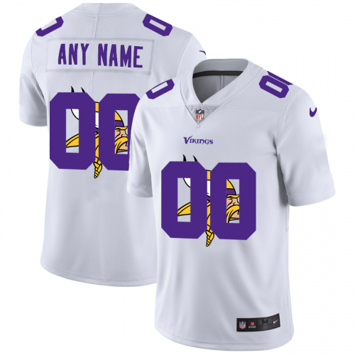 Minnesota Vikings Custom White Men's Team Logo Dual Overlap Limited Jersey