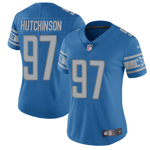 Lions #97 Aidan Hutchinson Blue Team Color Women's Stitched Vapor Untouchable Limited Jersey