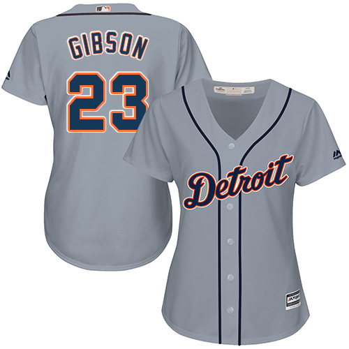 Detroit Tigers #23 Kirk Gibson Grey Road Women's Stitched Jersey Womens