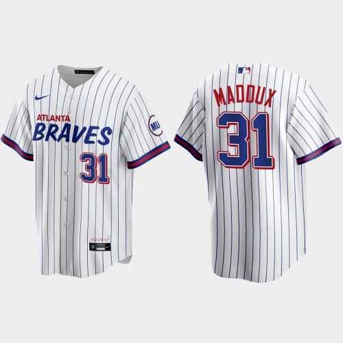 Atlanta Atlanta Braves #31 Greg Maddux White Men's 2021 City Connect Replica Jersey Men's