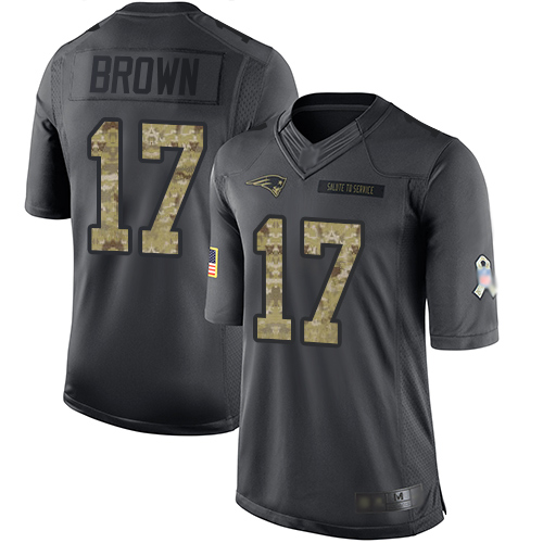 New England Patriots #17 Antonio Brown Black Youth Stitched Limited 2016 Salute to Service Jersey Youth