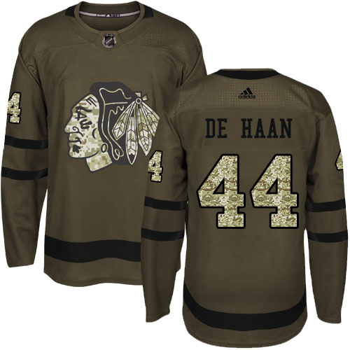 Adidas Chicago Blackhawks #44 Calvin De Haan Green Salute to Service Stitched Youth Jersey Youth
