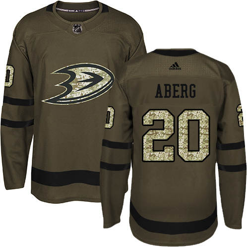 Adidas Anaheim Ducks #20 Pontus Aberg Green Salute to Service Stitched Jersey Men's
