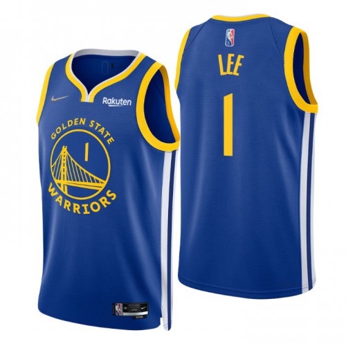 Golden State Warriors #1 Damion Lee Royal Mens 2021-22 75th Anniversary Diamond Swingman Jersey - Icon Edition Mens