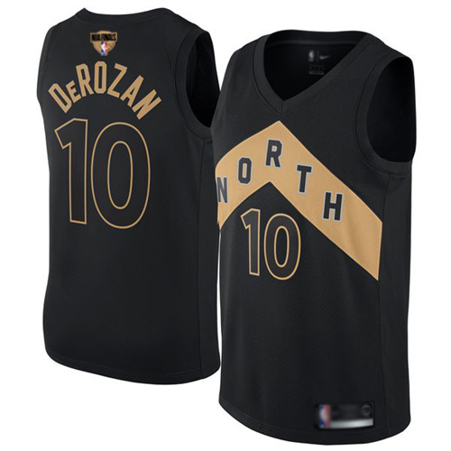 Toronto Raptors #10 DeMar DeRozan Black 2019 Finals Bound Swingman City Edition Jersey Mens