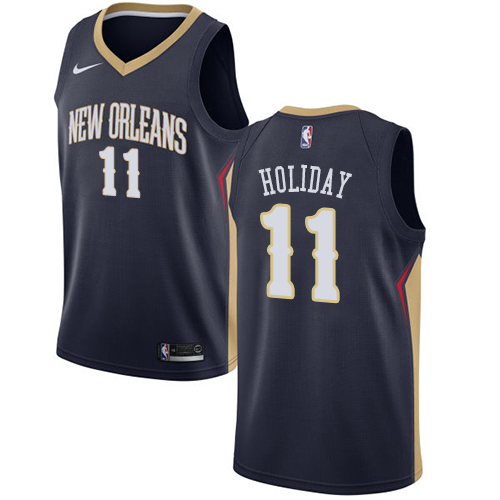 New Orleans Pelicans #11 Jrue Holiday Navy Womens Swingman Icon Edition Jersey Womens