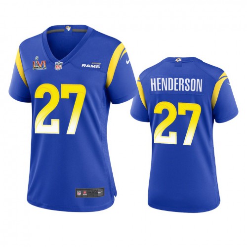 Los Angeles Los Angeles Rams #27 Darrell Henderson Women's Super Bowl LVI Patch Game Jersey - Royal Womens