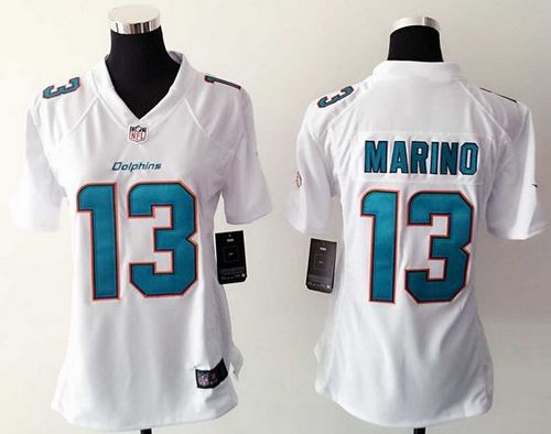Dolphins #13 Dan Marino White Women's Stitched Elite Jersey