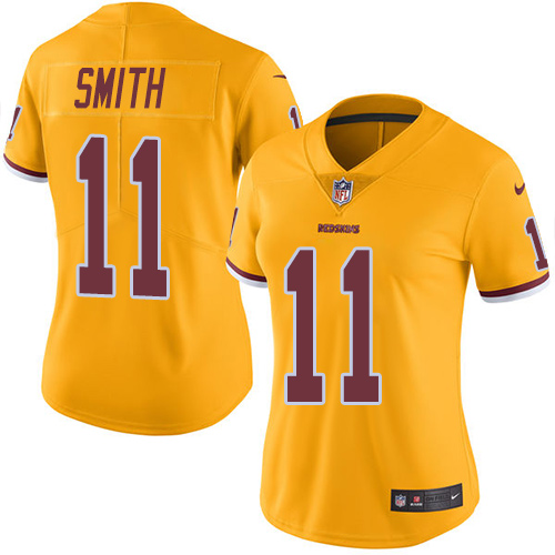 Washington Commanders #11 Alex Smith Gold Women's Stitched Limited Rush Jersey Womens