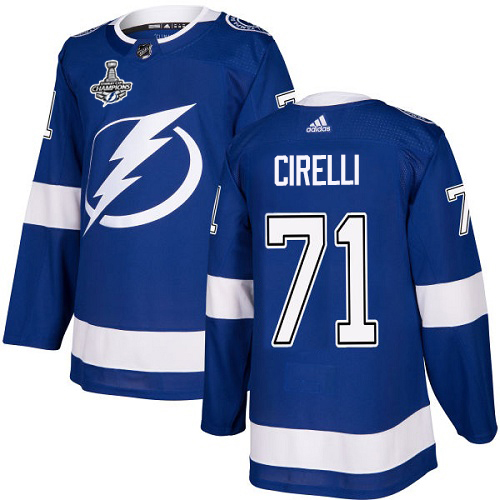 Adidas Tampa Bay Lightning #71 Anthony Cirelli Blue Home Authentic Youth 2020 Stanley Cup Champions Stitched Jersey Youth