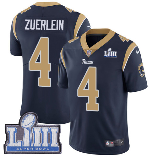 Los Angeles Rams #4 Greg Zuerlein Navy Blue Team Color Super Bowl LIII Bound Youth Stitched Vapor Untouchable Limited Jersey Youth