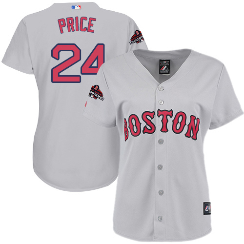 Boston Red Sox #24 David Price Grey Road 2018 World Series Champions Women's Stitched Jersey Womens