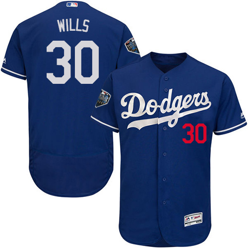 Los Angeles Dodgers #30 Maury Wills Blue Flexbase Authentic Collection 2018 World Series Stitched Jersey Men's
