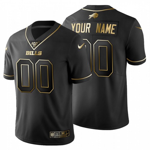Buffalo Bills Custom Men's Black Golden Limited 100 Jersey