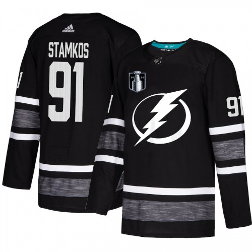 Adidas Tampa Bay Lightning #91 Steven Stamkos Black Authentic 2022 Stanley Cup Final Patch Youth All-Star Stitched Jersey Youth