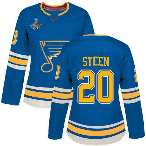 Adidas St. Louis Blues #20 Alexander Steen Blue Alternate Authentic Stanley Cup Champions Women's Stitched Jersey Womens