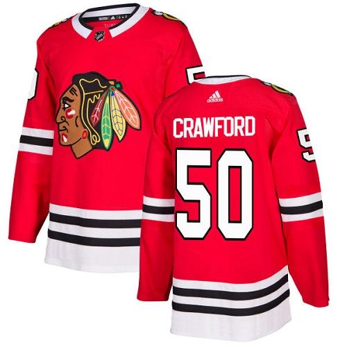 Adidas Chicago Blackhawks #50 Corey Crawford Red Home Authentic Stitched Youth Jersey Youth