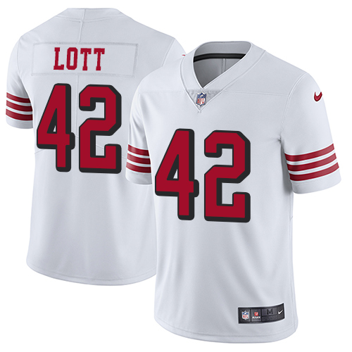 San Francisco 49ers #42 Ronnie Lott White Rush Men's Stitched Vapor Untouchable Limited Jersey Men's