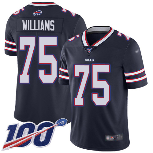 Buffalo Bills #75 Daryl Williams Navy Youth Stitched Limited Inverted Legend 100th Season Jersey Youth