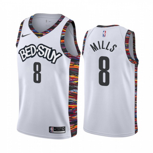 Brooklyn Nets #8 Patty Mills Mens 2019-20 White BED-STUY City Edition Stitched Jersey Mens