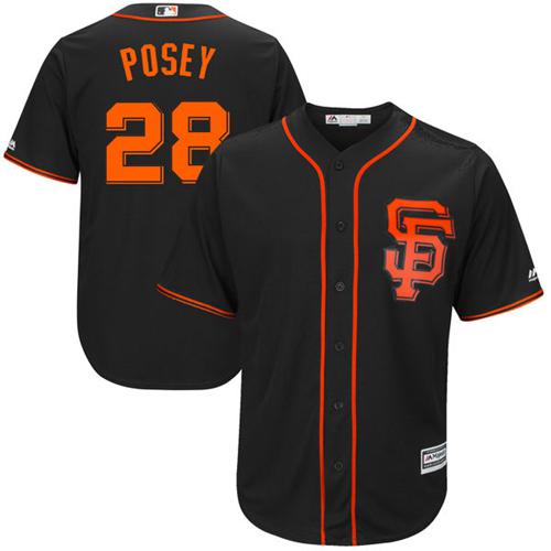San Francisco Giants #28 Buster Posey Black Alternate New Cool Base Stitched Jersey Men's