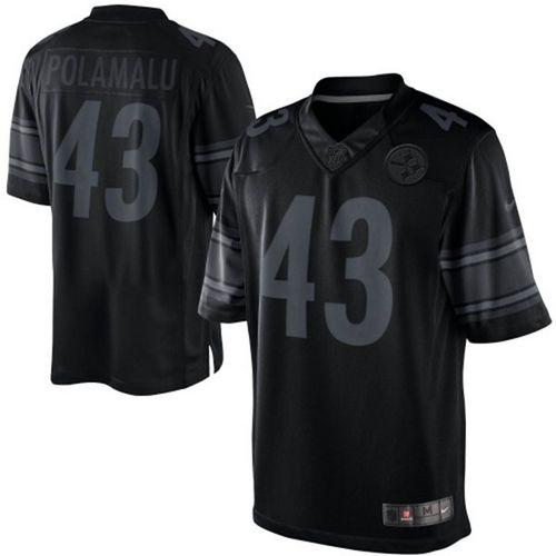 Steelers #43 Troy Polamalu Black Men's Stitched Drenched Limited Jersey