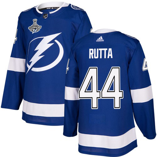 Adidas Tampa Bay Lightning #44 Jan Rutta Blue Home Authentic 2020 Stanley Cup Champions Stitched Jersey Men's