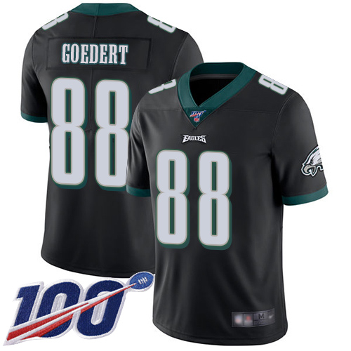 Eagles #88 Dallas Goedert Black Alternate Men's Stitched 100th Season Vapor Limited Jersey