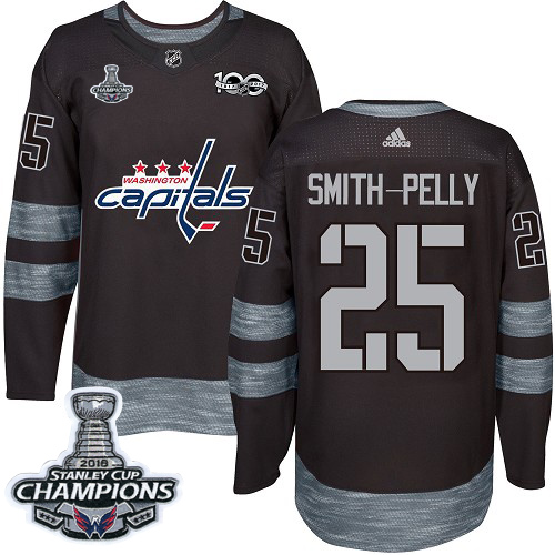 Adidas Washington Capitals #25 Devante Smith-Pelly Black 1917-2017 100th Anniversary Stanley Cup Final Champions Stitched Jersey Men's