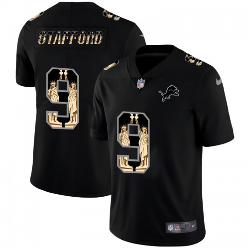 Detroit Detroit Lions #9 Matthew Stafford Carbon Black Vapor Statue Of Liberty Limited Jersey Men's