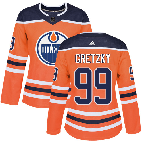 Adidas Edmonton Oilers #99 Wayne Gretzky Orange Home Authentic Women's Stitched Jersey Womens