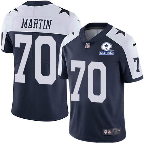 Dallas Cowboys #70 Zack Martin Navy Blue Thanksgiving Men's Stitched With Established In 1960 Patch Vapor Untouchable Limited Throwback Jersey Men