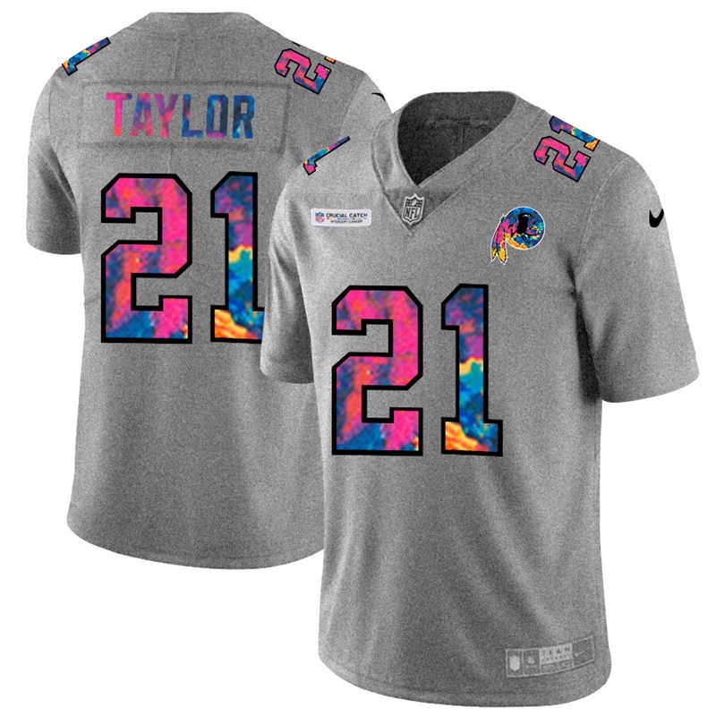 Washington Commanders #21 Sean Taylor Men's Multi-Color 2020 Crucial Catch Jersey Greyheather