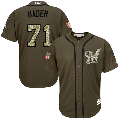 Milwaukee Brewers #71 Josh Hader Green Salute to Service Stitched Jersey Men's