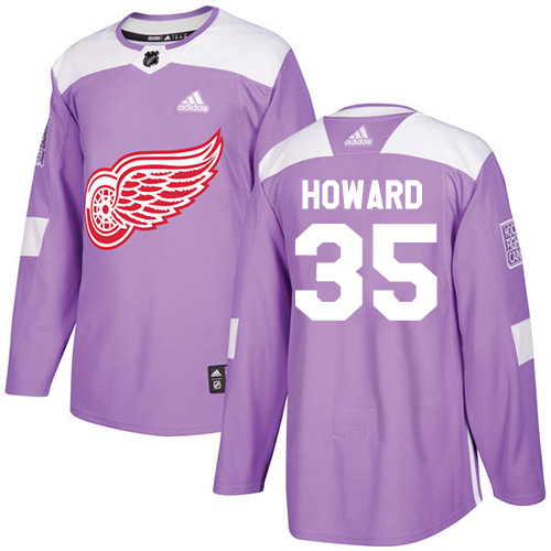 Adidas Detroit Red Wings #35 Jimmy Howard Purple Authentic Fights Cancer Stitched Youth Jersey Youth