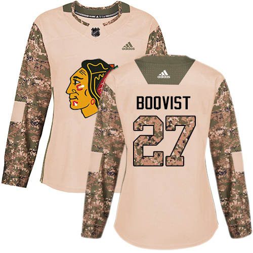 Adidas Chicago Blackhawks #27 Adam Boqvist Camo Authentic 2017 Veterans Day Women's Stitched Jersey Womens