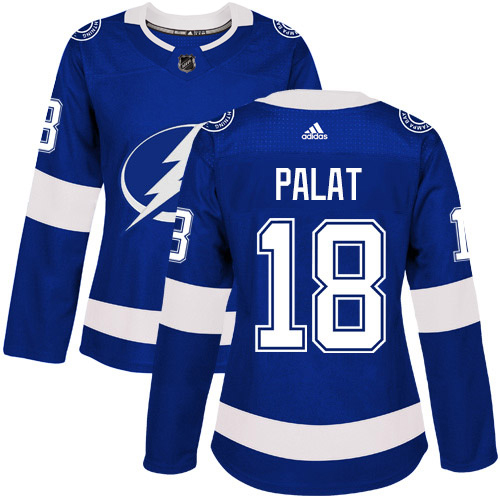 Adidas Tampa Bay Lightning #18 Ondrej Palat Blue Home Authentic Women's Stitched Jersey Womens