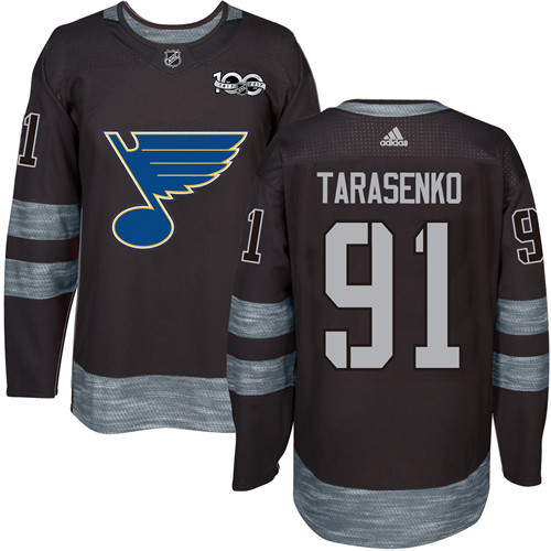 Adidas St. Louis Blues #91 Vladimir Tarasenko Black 1917-2017 100th Anniversary Stitched Jersey Men's