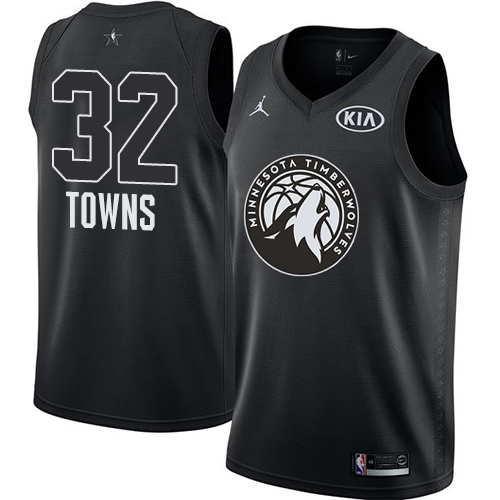 Minnesota Timberwolves #32 Karl-Anthony Towns Black Jordan Swingman 2018 All-Star Game Jersey Mens