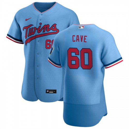 Minnesota Minnesota Twins #60 Jake Cave Men's Light Blue Alternate 2020 Authentic Team Jersey Men's