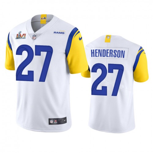 Los Angeles Los Angeles Rams #27 Arrell Henderson Men's Super Bowl LVI Patch Alternate Vapor Limited Jersey - White Men's