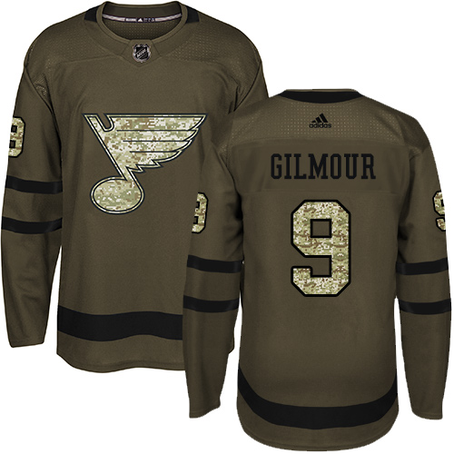 Adidas St. Louis Blues #9 Doug Gilmour Green Salute to Service Stitched Jersey Men's