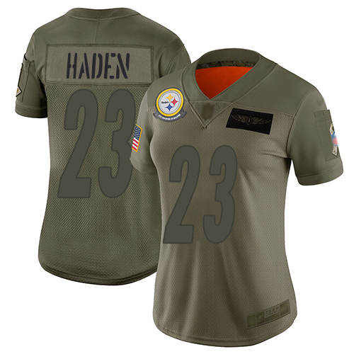 Pittsburgh Steelers #23 Joe Haden Camo Women's Stitched Limited 2019 Salute to Service Jersey Womens