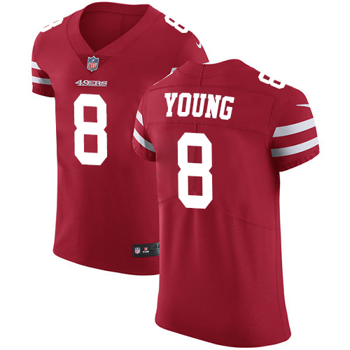 49ers #8 Steve Young Red Team Color Men's Stitched Vapor Untouchable Elite Jersey
