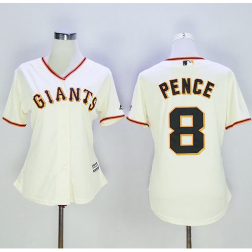 San Francisco Giants #8 Hunter Pence Cream Women's Home Stitched Jersey Womens