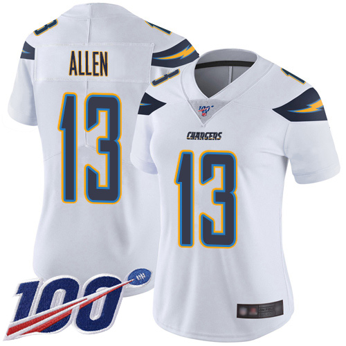 Chargers #13 Keenan Allen White Women's Stitched 100th Season Vapor Limited Jersey